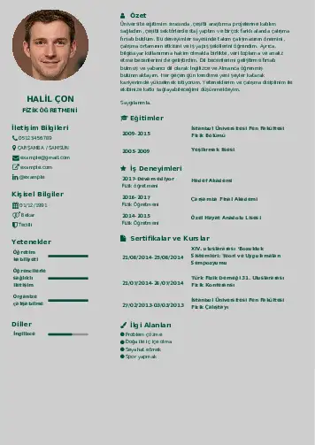 Fizik Öğretmeni CV Örnekleri cv indir